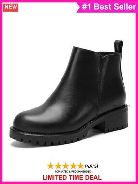 Wide Width Chelsea Ankle Boots Faux Leather Block Heel